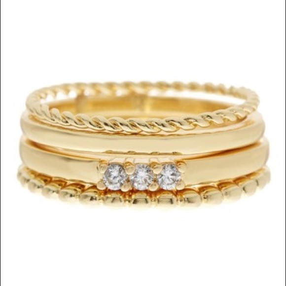 Sterling Forever CZ Rope Band Stacking Ring Set - Picture 1 of 8